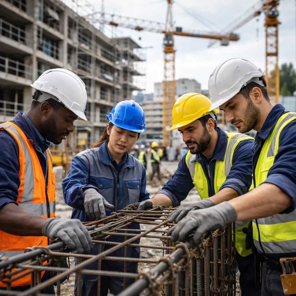 blue collar radnici na gradilistu u europi
